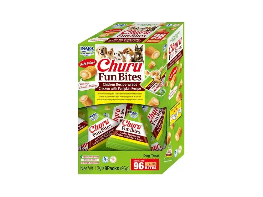 Přímo Od Výrobce Inaba Churu Fun Bites dog snack kuře&dýně 96 g