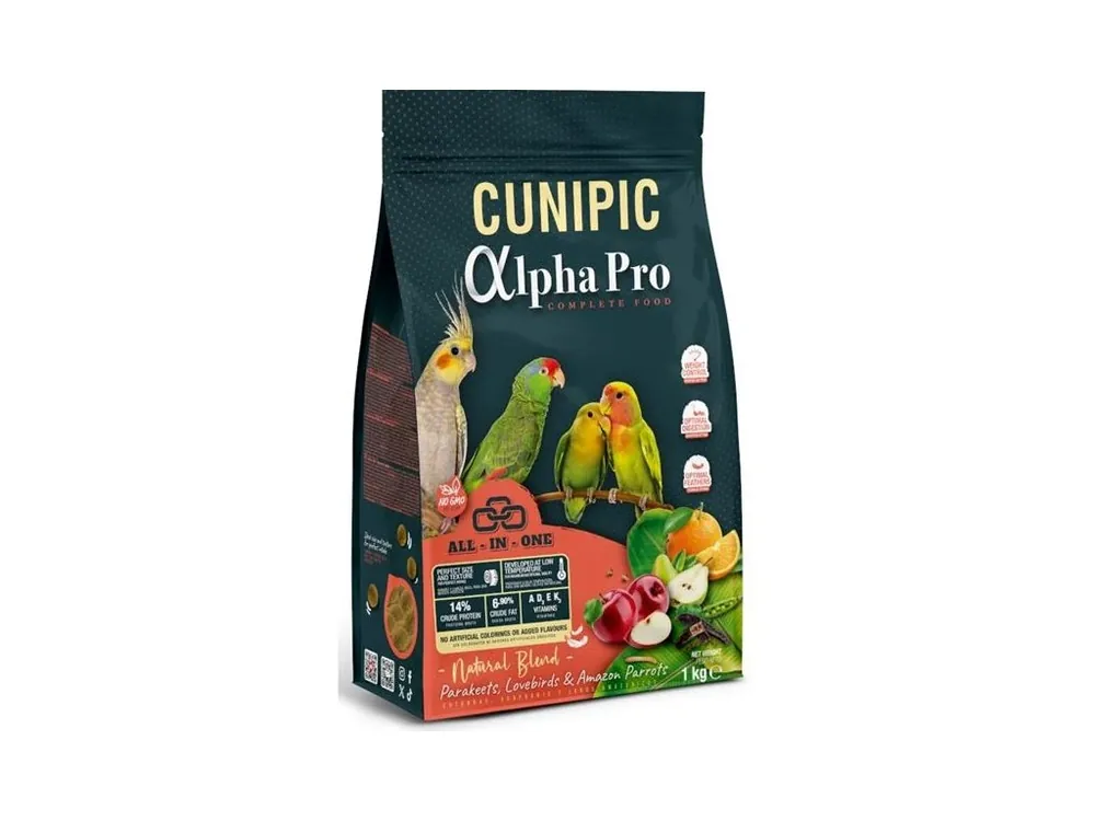 Cunipic Alpha Pro papoušek střední Natural 1 kg Sezónní Sleva