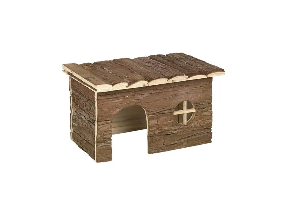 Domek dřevo s kůrou rovná střecha Chappy 40×20×23cm Nobby Tovární Cena