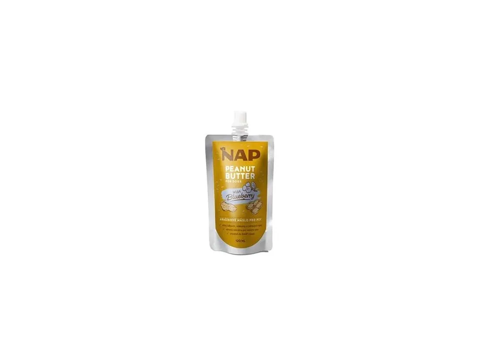 Oblíbený NAP Arašídové máslo pro psy, borůvka 120ml