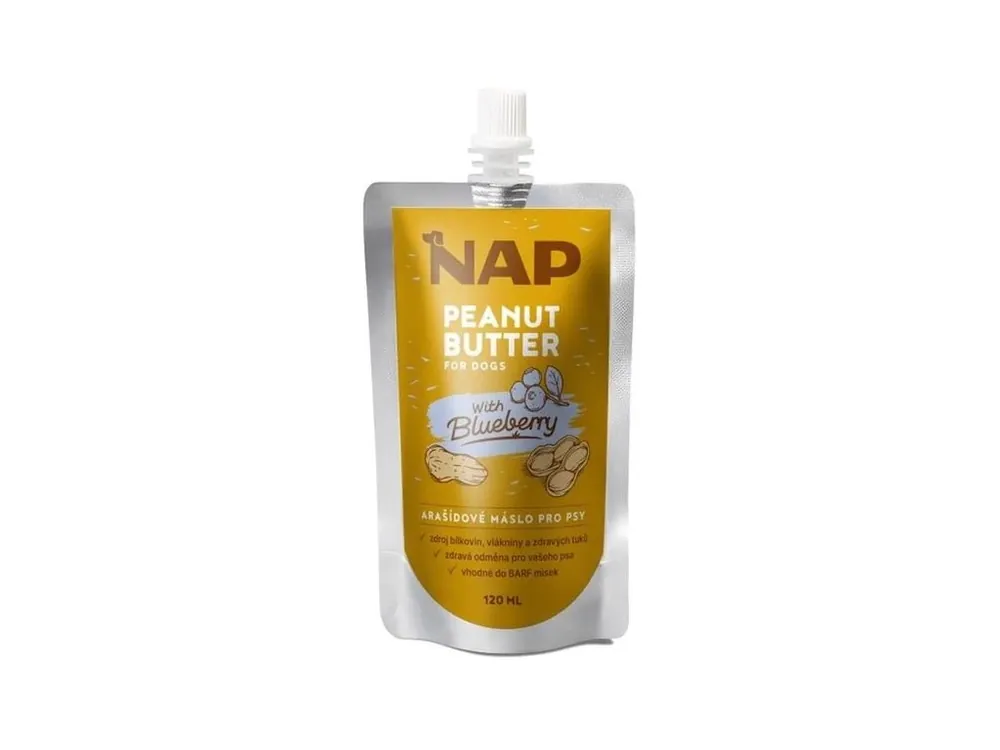 NAP Arašídové máslo pro psy, borůvka 120 ml Kup Teď