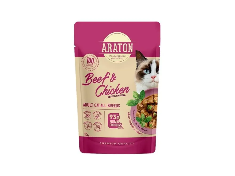 Koupit Online Araton Cat kaps. Adult Beef/Chicken 85 g