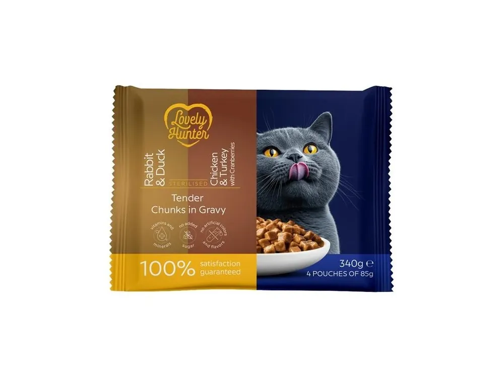 Lovely Hunter Cat kaps. Sterilised Multipack 4 x 85 g Speciální Cena