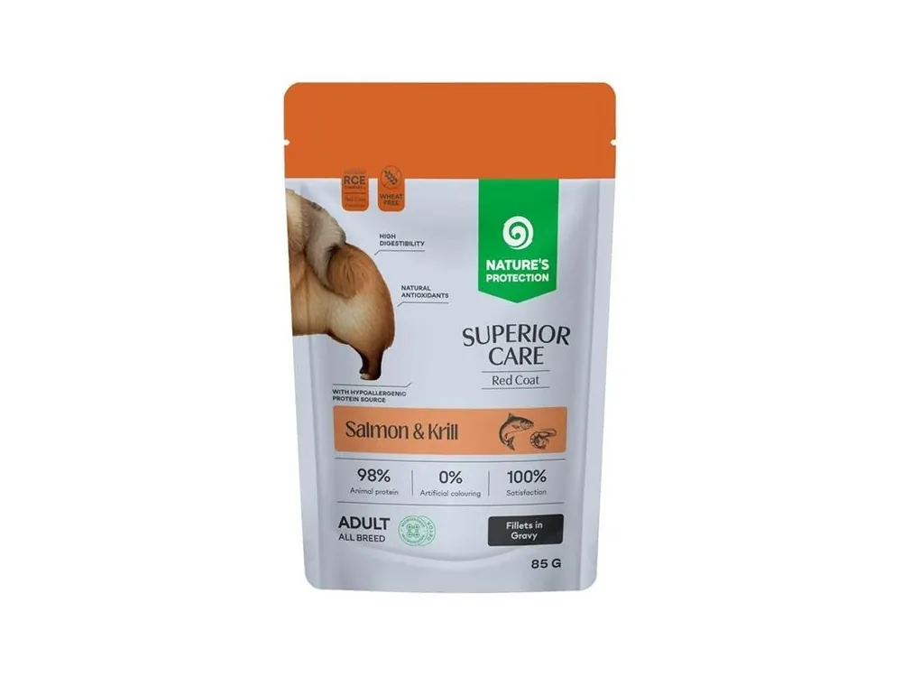 Nature‘s Protection Superior Care Dog kaps. Adult Red Coat Salmon/Krill 85 g Finální Výprodej