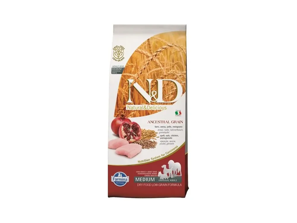 N&D ANCESTRAL GRAIN Dog LG Chicken, Spelt, Oats & Pomegranate Adult Medium & Maxi 12 kg Cenová Bomba