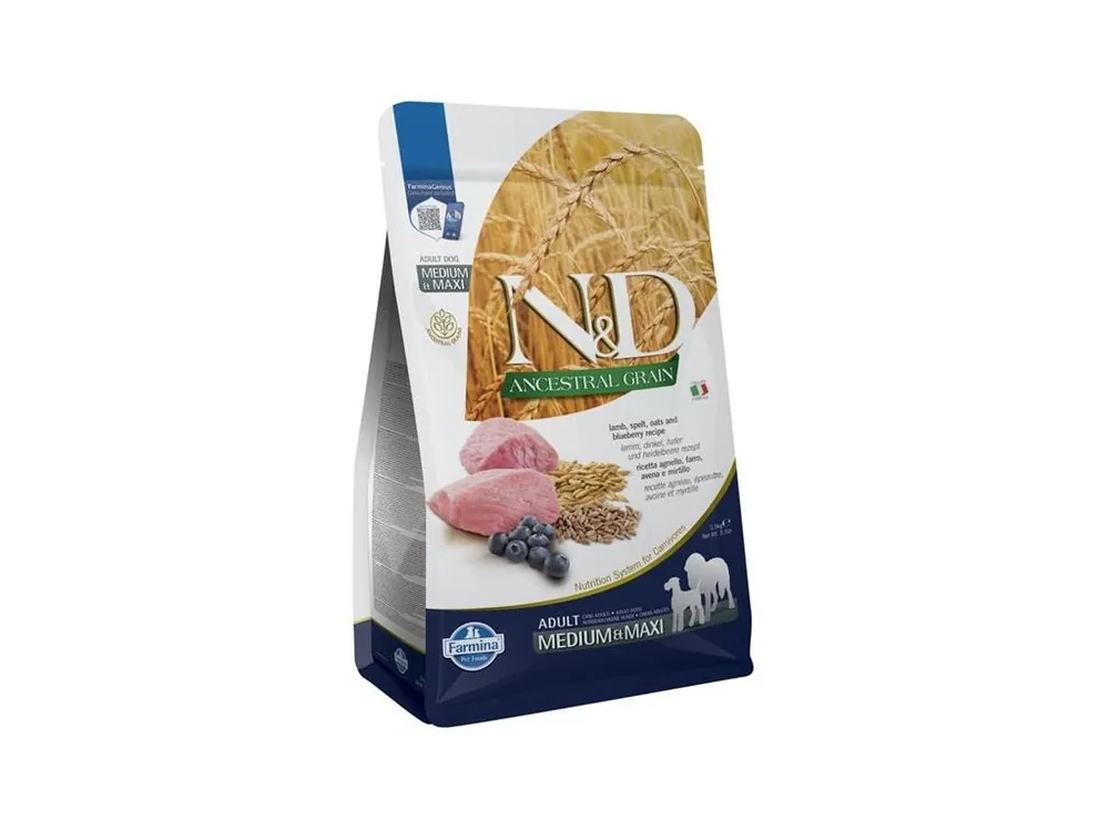 N&D ANCESTRAL GRAIN Dog LG Lamb, Spelt, Oats & Blueberry Adult Medium & Maxi 2,5 kg Cenově Výhodný