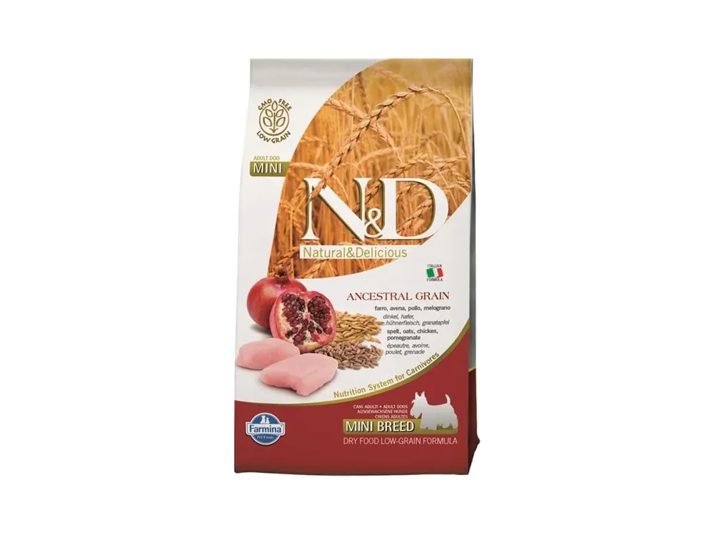 N&D ANCESTRAL GRAIN Dog LG Chicken, Spelt, Oats & Pomegranate Adult Mini 2,5 kg Odeslání Ihned