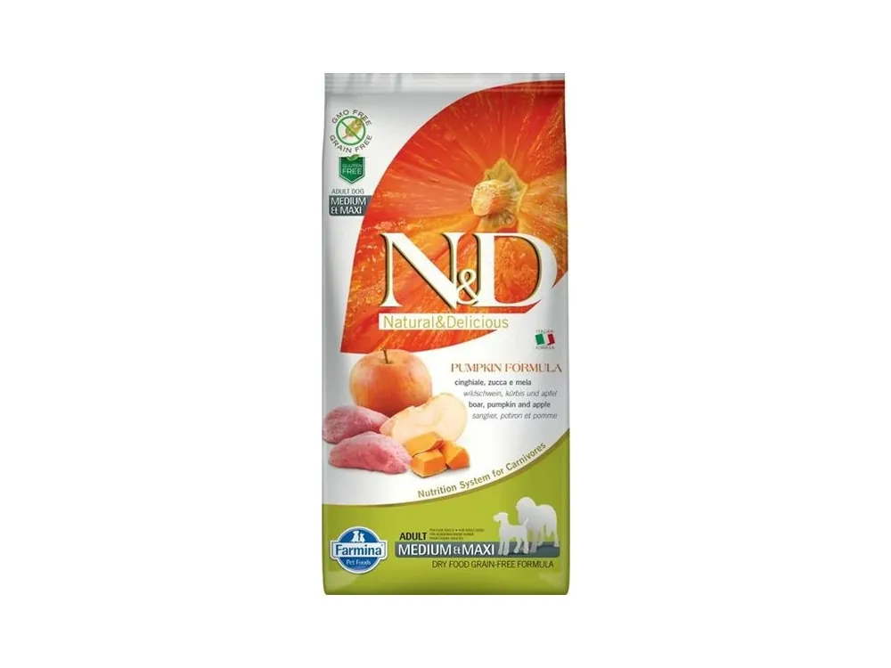 Výhodná Nabídka N&D PUMPKIN Dog GF Wild Boar & Apple Adult Medium & Maxi 12 kg
