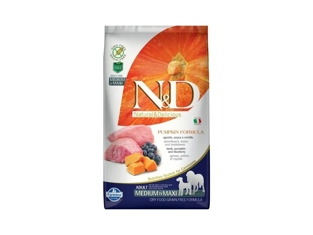 N&D PUMPKIN Dog GF Lamb & Blueberry Adult Medium & Maxi 2,5 kg Speciální Cena