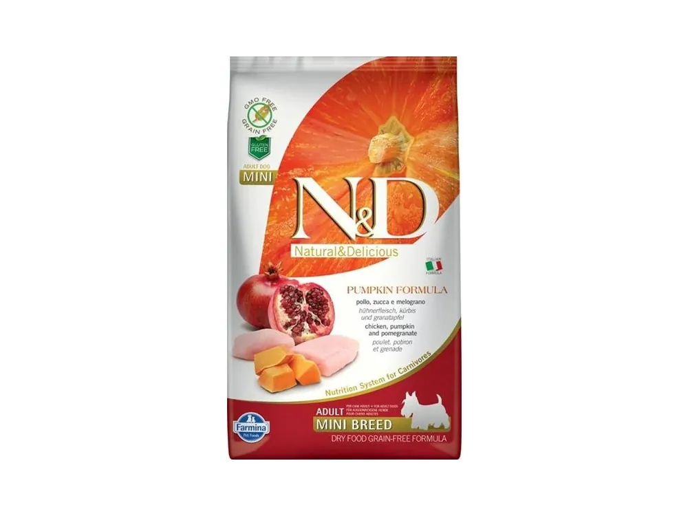 Cenový Hit N&D PUMPKIN Dog GF Chicken & Pomegranate Adult Mini 2,5 kg