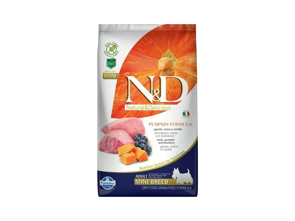 Cenový Hit N&D PUMPKIN Dog GF Lamb & Blueberry Adult Mini 2,5 kg