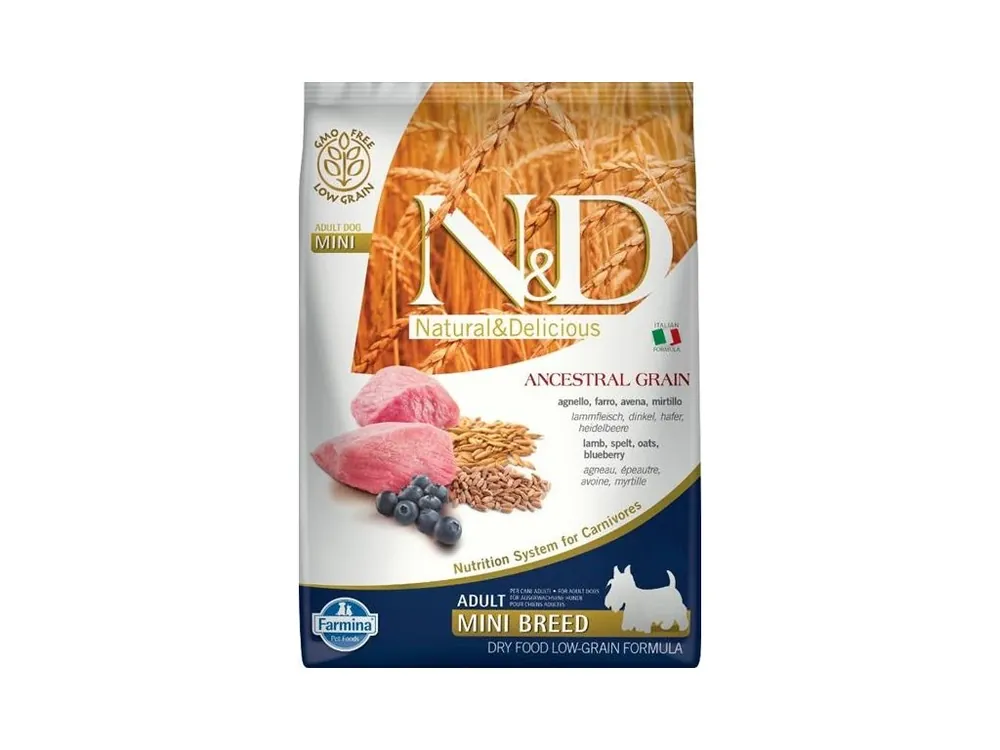 Hit Sezóny N&D ANCESTRAL GRAIN Dog LG Lamb, Spelt, Oats & Blueberry Adult Mini 7 kg
