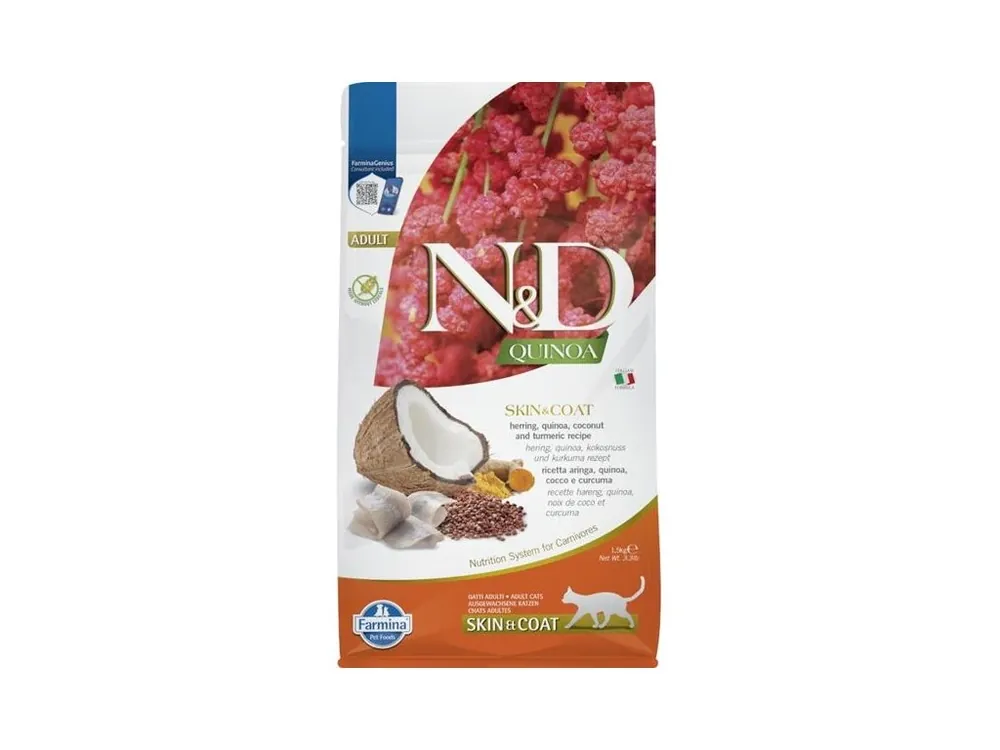 N&D QUINOA Cat GF Skin & Coat Herring & Coconut Adult 1,5 kg Nejlepší Volba