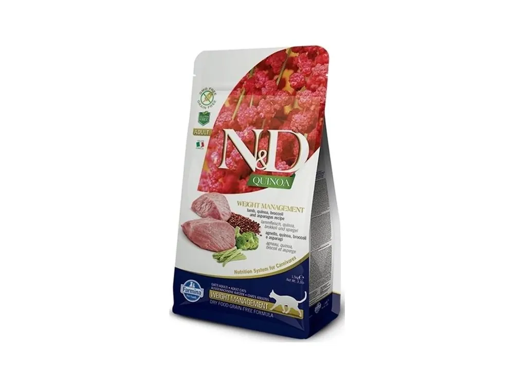 N&D QUINOA Cat GF Weight Management, Lamb & Broccoli Adult 1,5 kg Nejlepší Volba