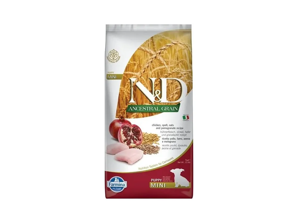 N&D ANCESTRAL GRAIN Dog LG Chicken, Spelt, Oats & Pomegranate Puppy Mini 7 kg Levný