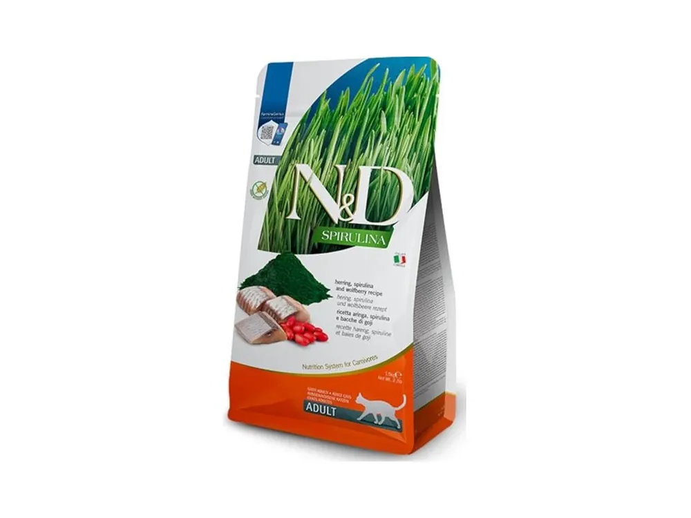 N&D SPIRULINA Cat GF Herring & Wolfberry Adult 1,5 kg Autentický