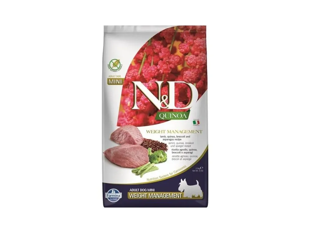 N&D QUINOA Dog GF Weight Management, Lamb & Broccoli Adult Mini 2,5 kg Objednat Nyní