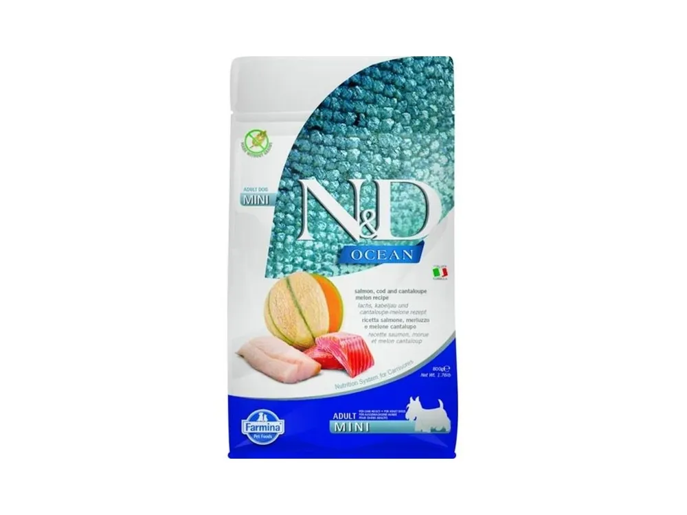 N&D OCEAN Dog GF Salmon, Cod & Cantaloupe Melon Adult Mini 800 g Super Cena