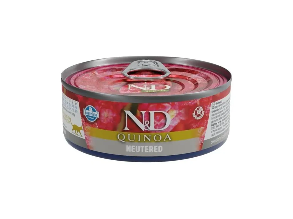 N&D QUINOA Cat konz. Pork Neutered 80 g Nová Kolekce