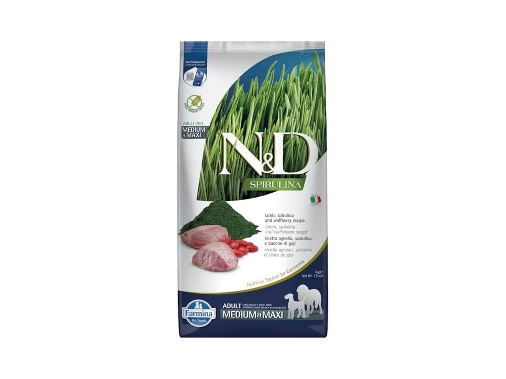 N&D SPIRULINA Dog GF Lamb & Wolfberry Adult Medium & Maxi 7 kg Značkový
