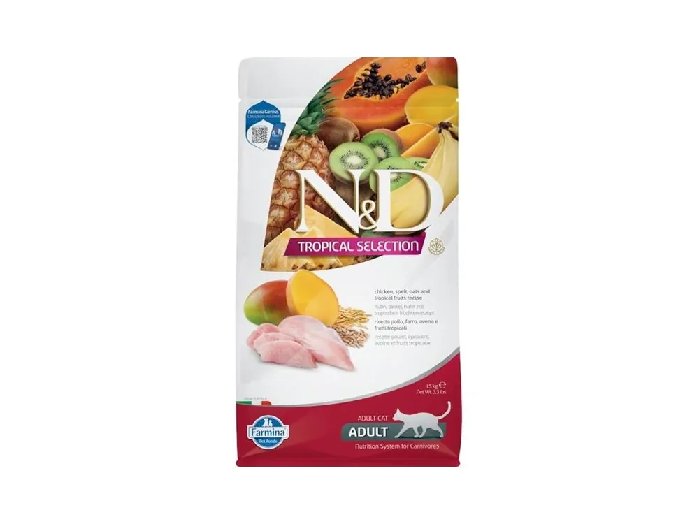 Výprodej N&D TROPICAL SELECTION Cat LG Chicken Adult 1,5 kg