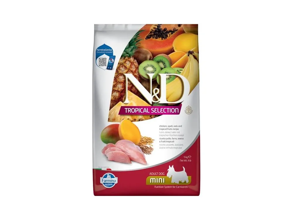 Super Cena N&D TROPICAL SELECTION Dog LG Chicken Adult Mini 5 kg