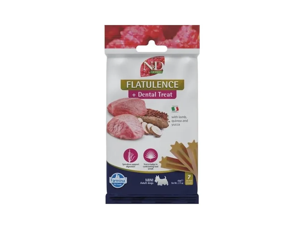 Omezená Nabídka N&D QUINOA Dog Dental Snack Flatulence Mini 60 g
