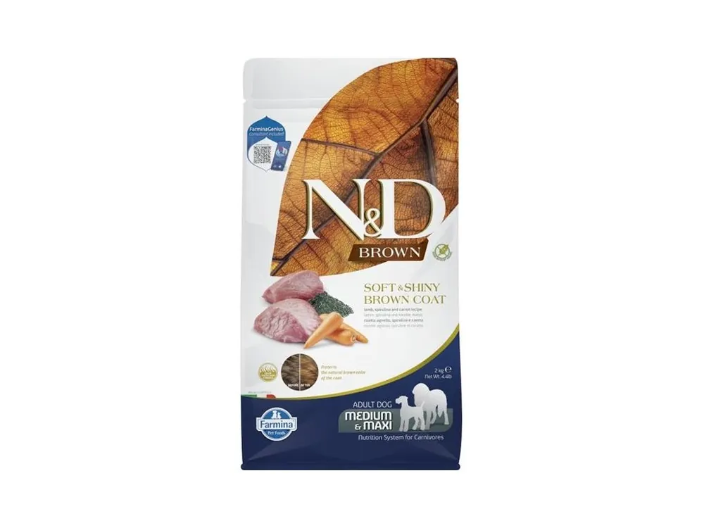 Přímo Od Výrobce N&D BROWN Dog GF Lamb, Spirulina & Carrot Adult Medium & Maxi 2 kg