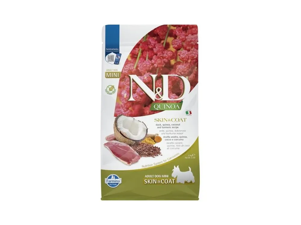 Dokud Zásoby Vydrží N&D QUINOA Dog GF Skin & Coat, Duck & Coconut Adult Mini 2,5 kg