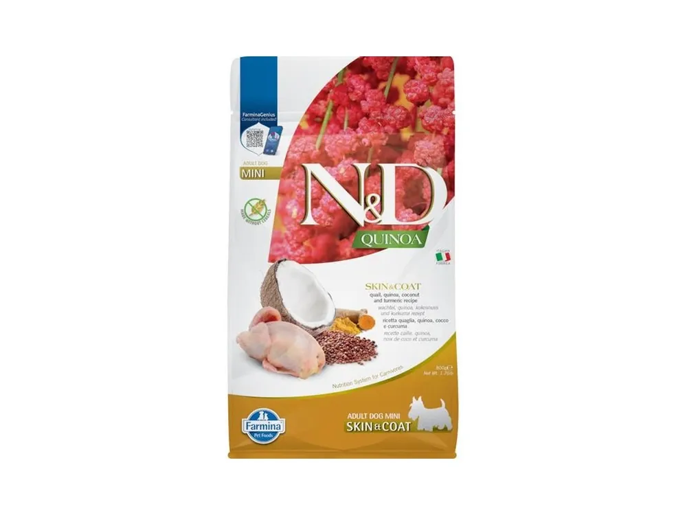 N&D QUINOA Dog GF Skin & Coat, Quail & Coconut Adult Mini 800 g Objednat Nyní