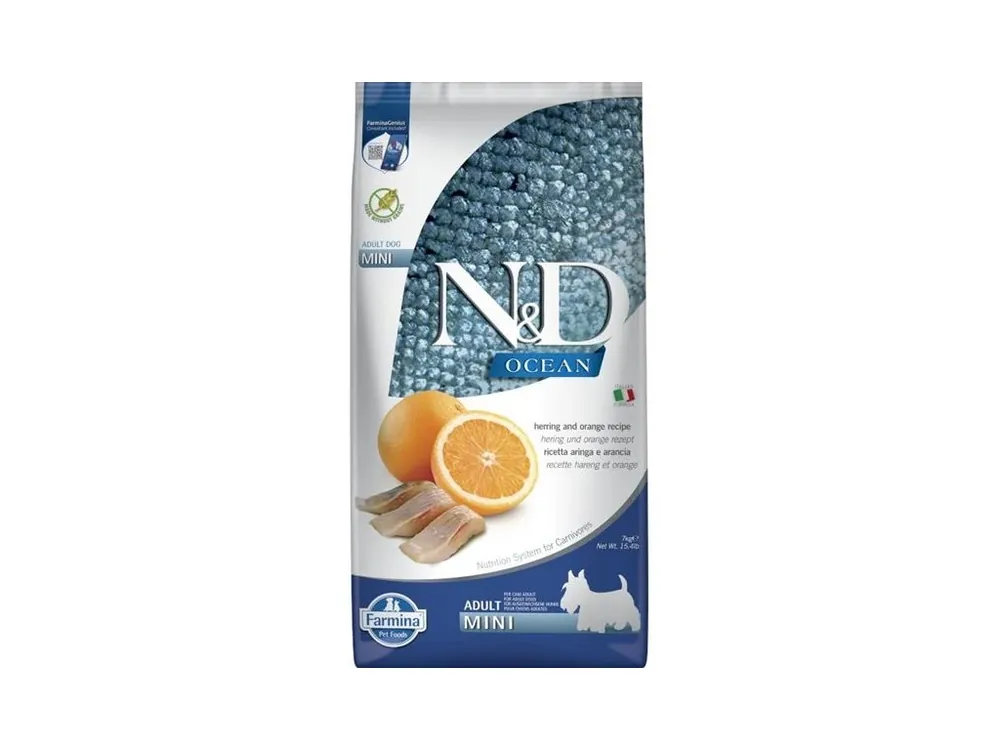 Aktuální N&D OCEAN Dog GF Herring & Orange Adult Mini 7 kg