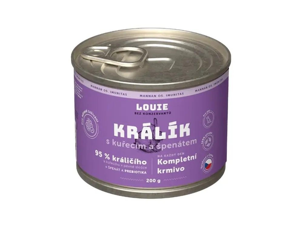 Louie konz.pro psy králík s kuřecím a špenátem 200 g Akční Cena