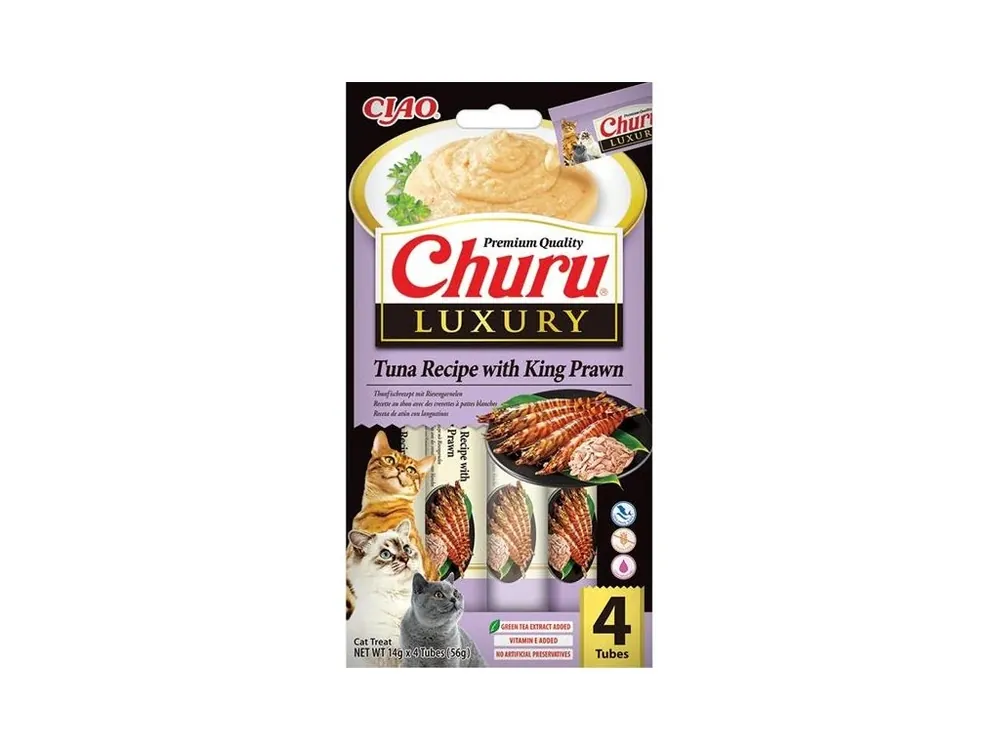 Omezená Nabídka Inaba Churu Cat Luxury tuňák s královskými krevetami 4x 14g