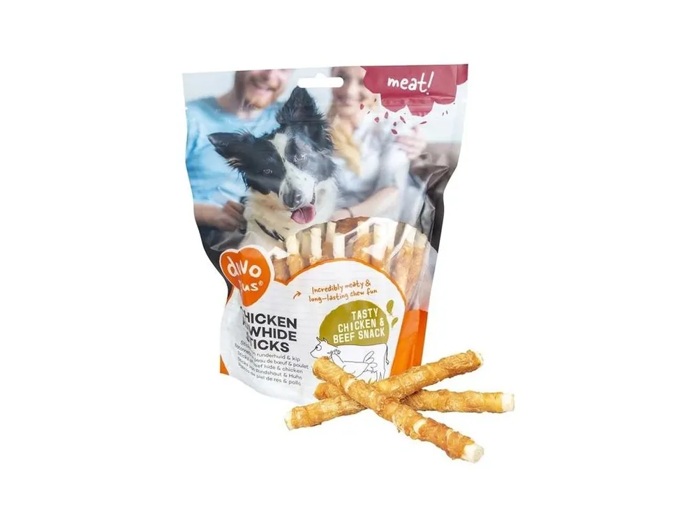 Nejlepší Cena Duvo+ dog Meat! Chicken & rawhide sticks 400 g