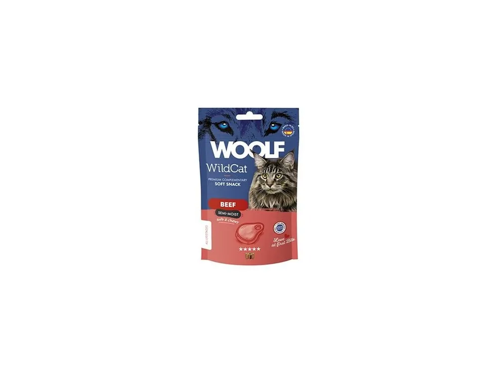 Akční Cena WOOLF WildCat Semi-Moist Snack Beef 50g