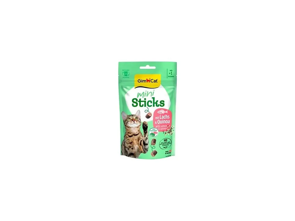 GimCat Mini Sticks losos&quinoa 50g Levný