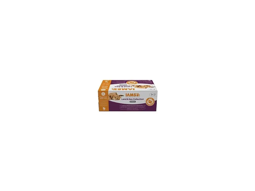 Super Cena Iams Cat Adult Delights kapsa Land&Sea in gravy 72x85g