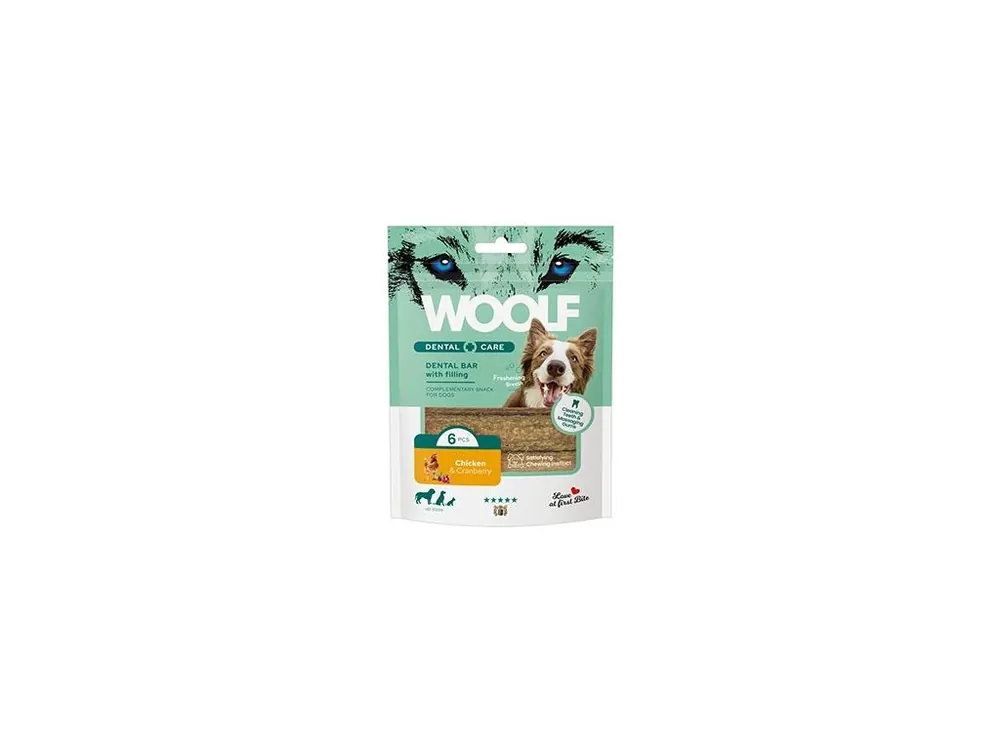 Ověřený WOOLF Dental Care Bar with Chicken&Cranberry 108g/6ks