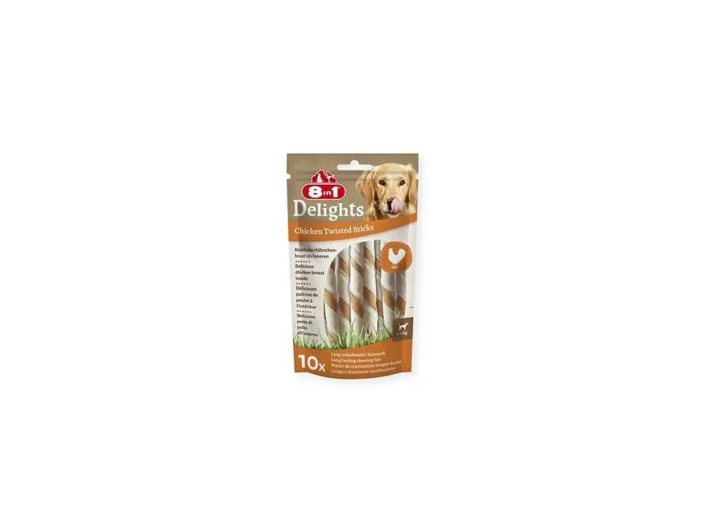 Pochoutka 8in1 Delights Chicken Twisted Sticks 10ks Nová Kolekce