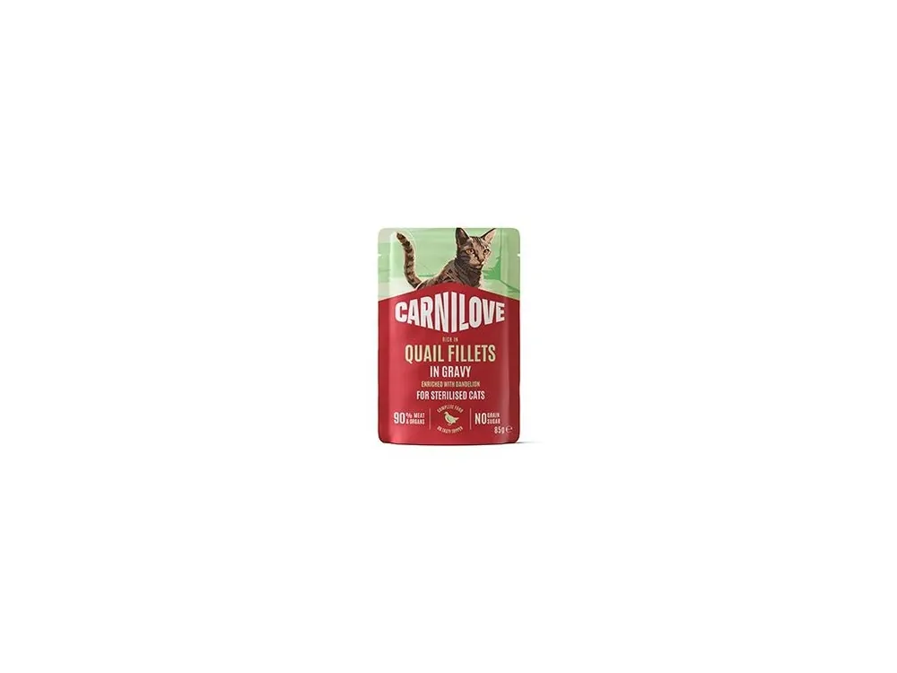 Expresní Doručení Carnilove Cat Pouch Gravy Quail+Dandelion Steril. 85g