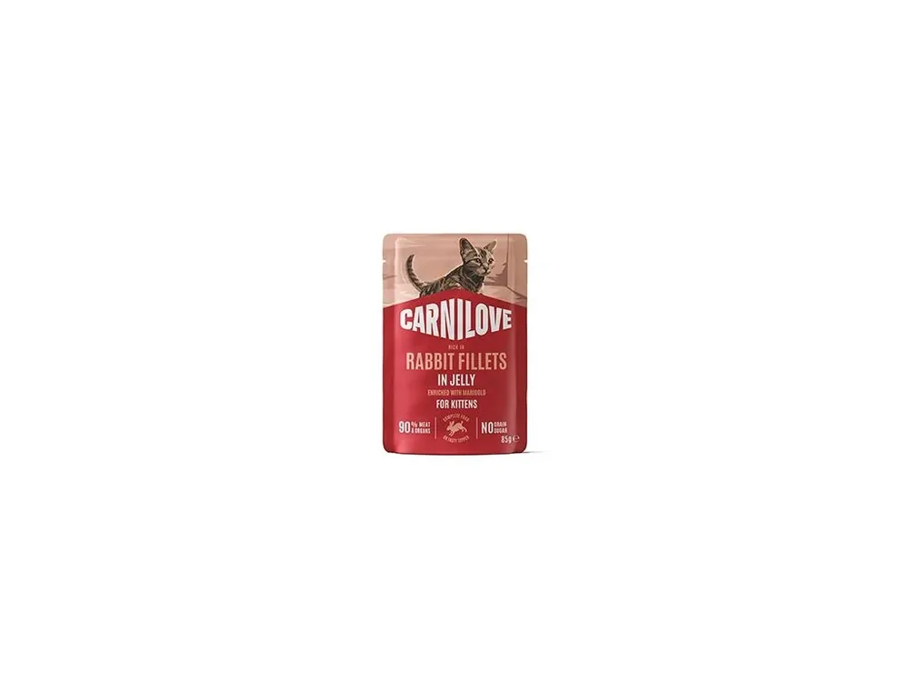 Hit Sezóny Carnilove Cat Pouch Jelly Rabbit+Marigold Kittens 85g