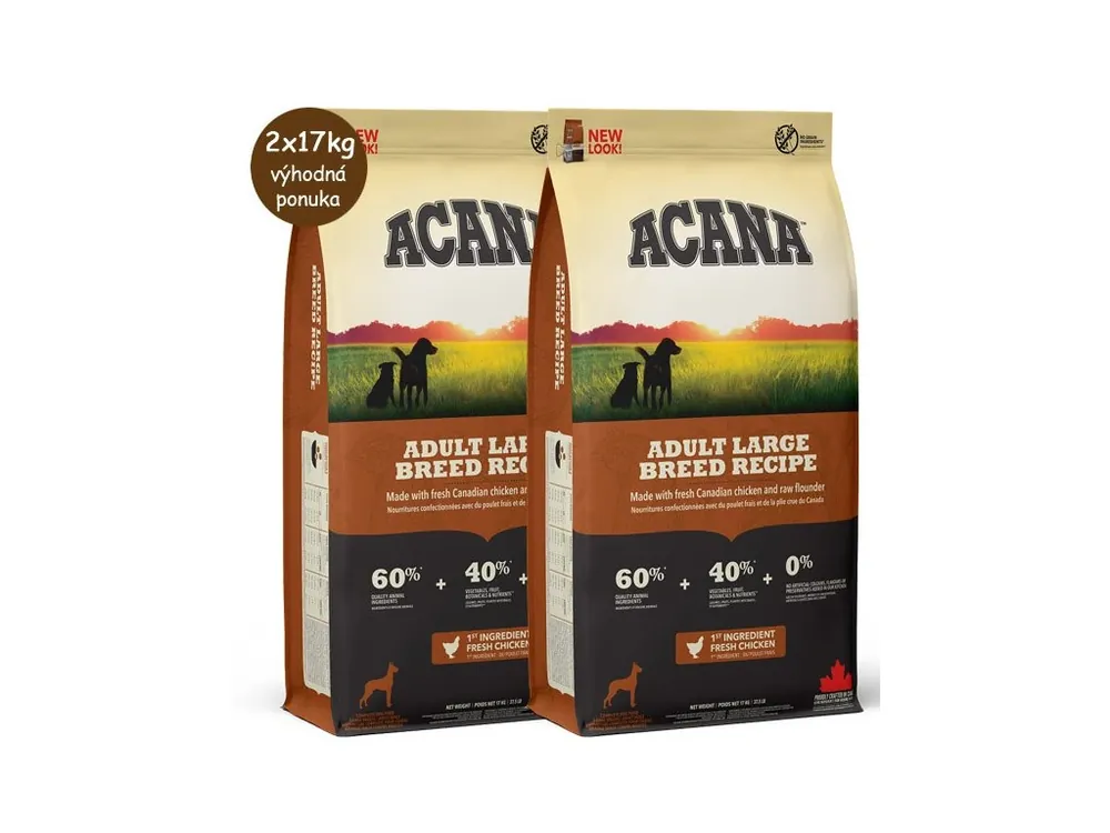 Časově Omezené Acana Heritage Adult Large Breed Recipe 2x17 kg