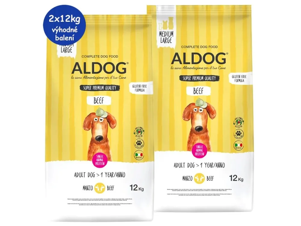 Cenová Bomba ALDOG Adult Monoprotein Medium/Large - Beef & Rice 2x12kg