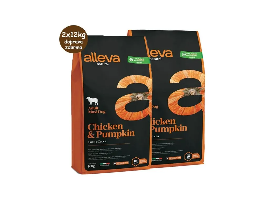 Levný Alleva Natural Dog Adult Maxi Chicken & Pumpkin 2x12 kg