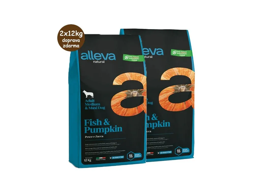 Alleva Natural Dog Adult Medium & Maxi Fish & Pumpkin 2x12 kg Must-Have
