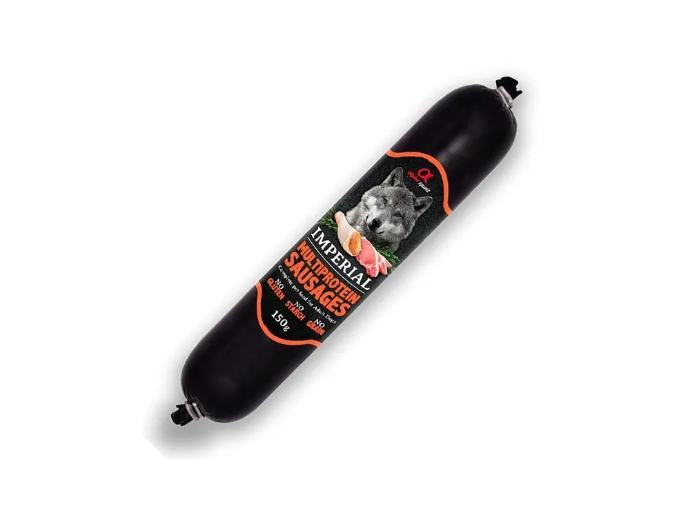Tovární Cena Alpha Spirit Dog Imperial Sausages - Salám Multiprotein 150g
