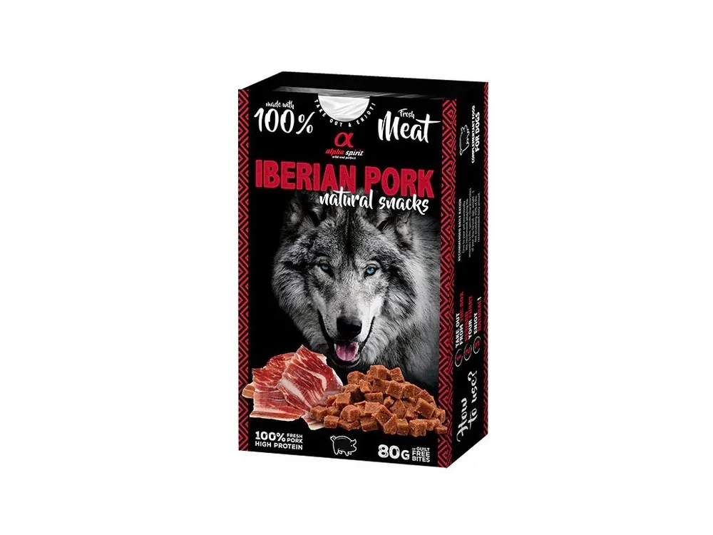 Zlevněný Alpha Spirit Dog Naturals - Sušené iberské vepřové maso 80 g