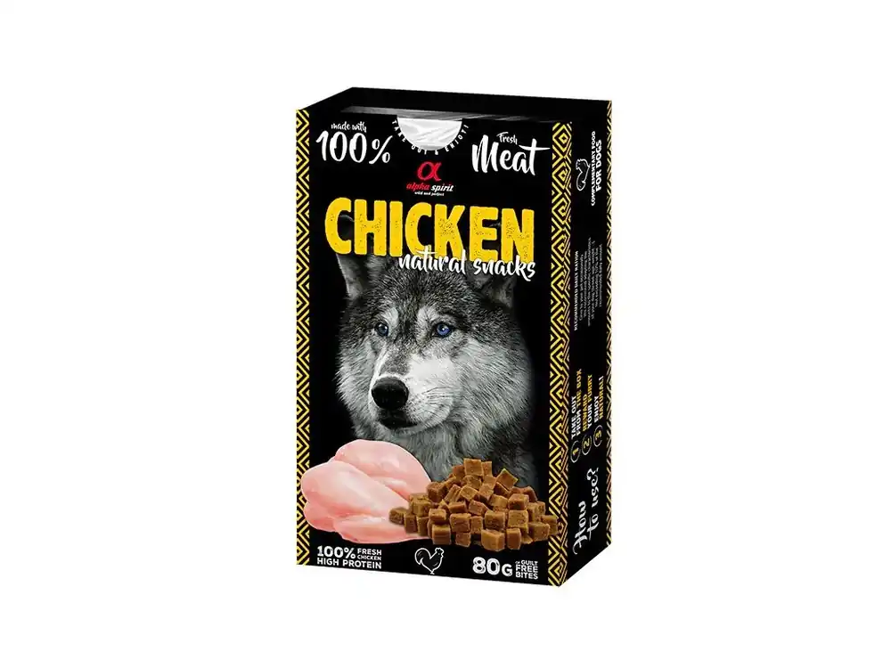 Alpha Spirit Dog Naturals - Sušené kuřecí maso 80g Jen Po Omezenou Doba