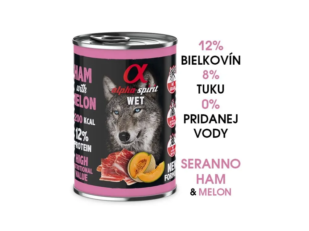 Alpha Spirit Dog Wet - Ham & Melon 400g Objednat Nyní