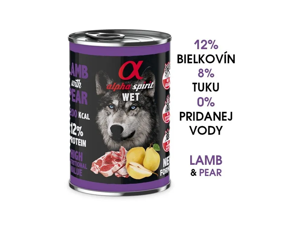 Alpha Spirit Dog Wet - Lamb & Pear 400g Novinka